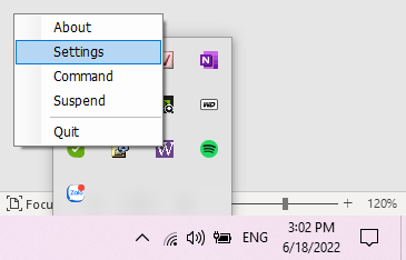 Nhấp chuột phải biểu tượng WIME và chọn Settings